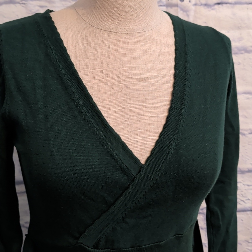 Art + Ephect Elegant Green Wrap Sweater Dress Size Small - Picture 4 of 7